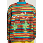 Cardigan Embroidered Cactus Stripe