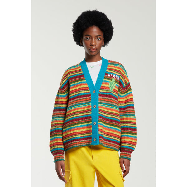 Cardigan Embroidered Cactus Stripe