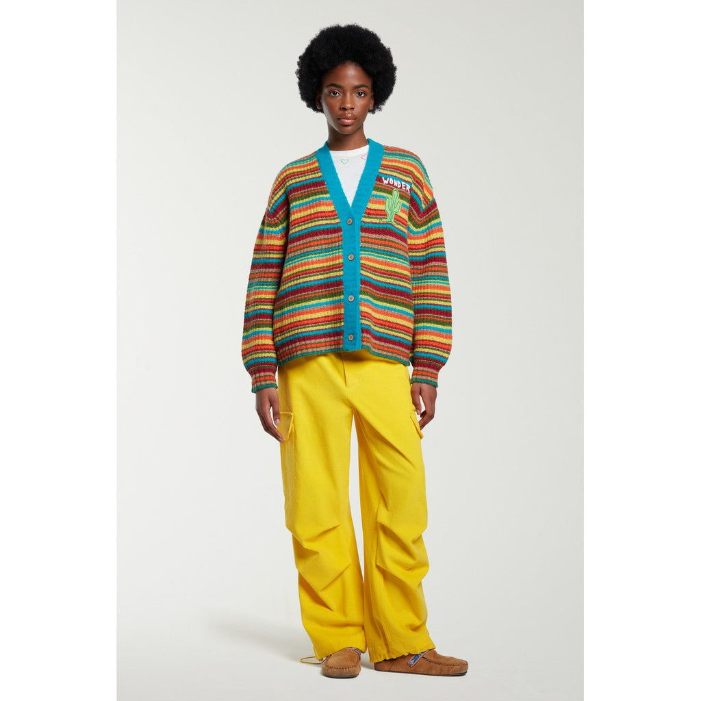 Cardigan Embroidered Cactus Stripe