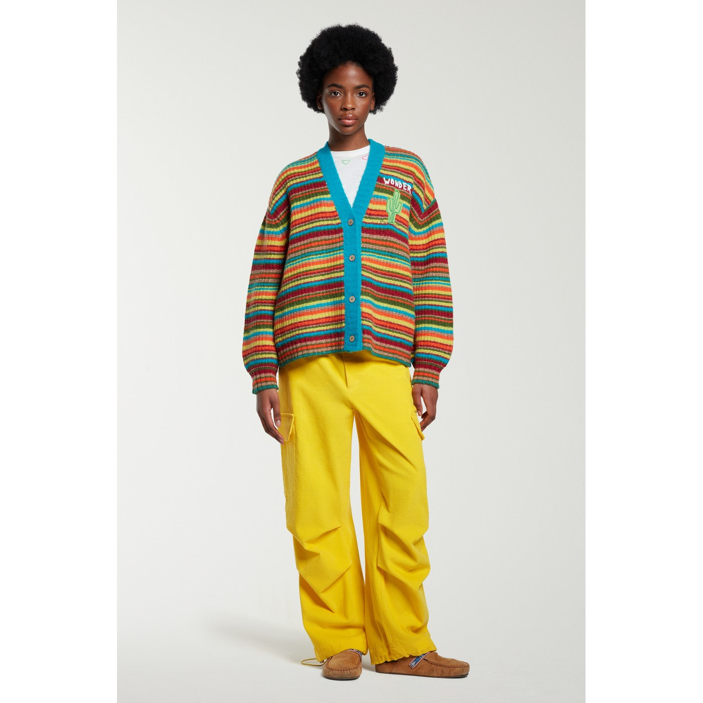 Cardigan Embroidered Cactus Stripe
