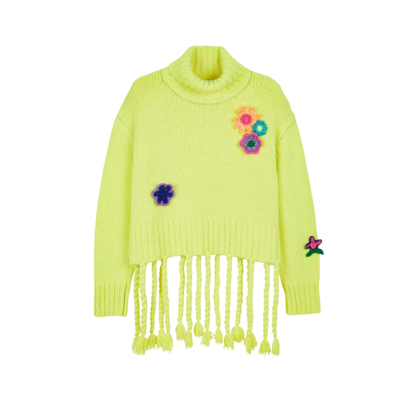 Pull Crochet Flowers Turtleneck