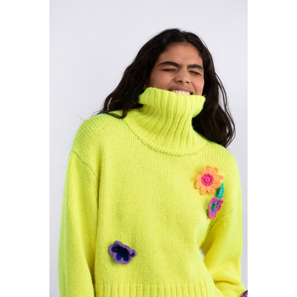 Pull Crochet Flowers Turtleneck