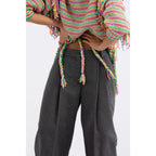 Pull Striped Fringe Turtleneck