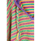 Poncho Striped Hooded Fringe Poncho