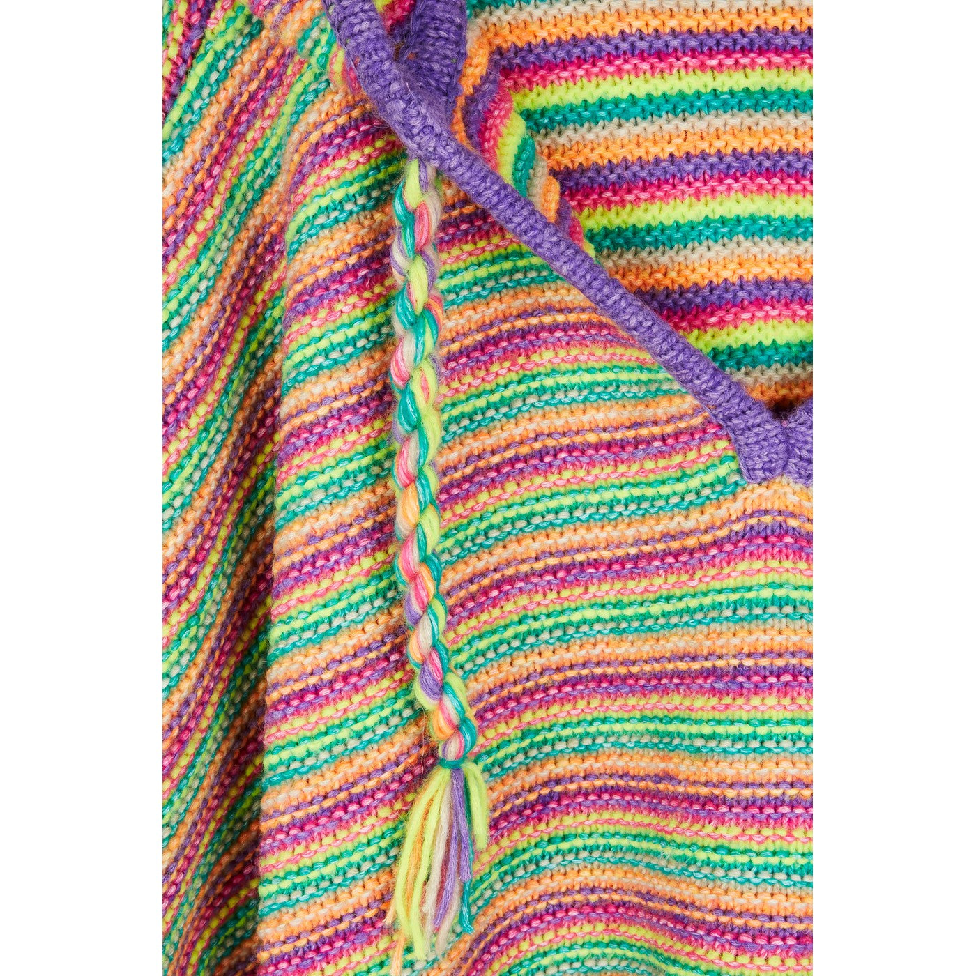 Poncho Striped Hooded Fringe Poncho