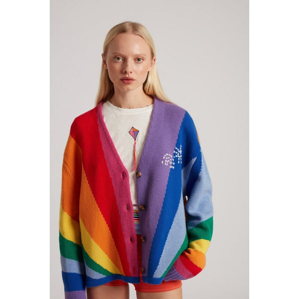 Cardigan Rainbow Ray Hand With Embroidery