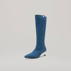 Bottines Kitten Heel Pierced Knee - Black/Denim
