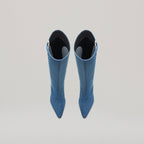 Bottines Kitten Heel Pierced Knee - Black/Denim