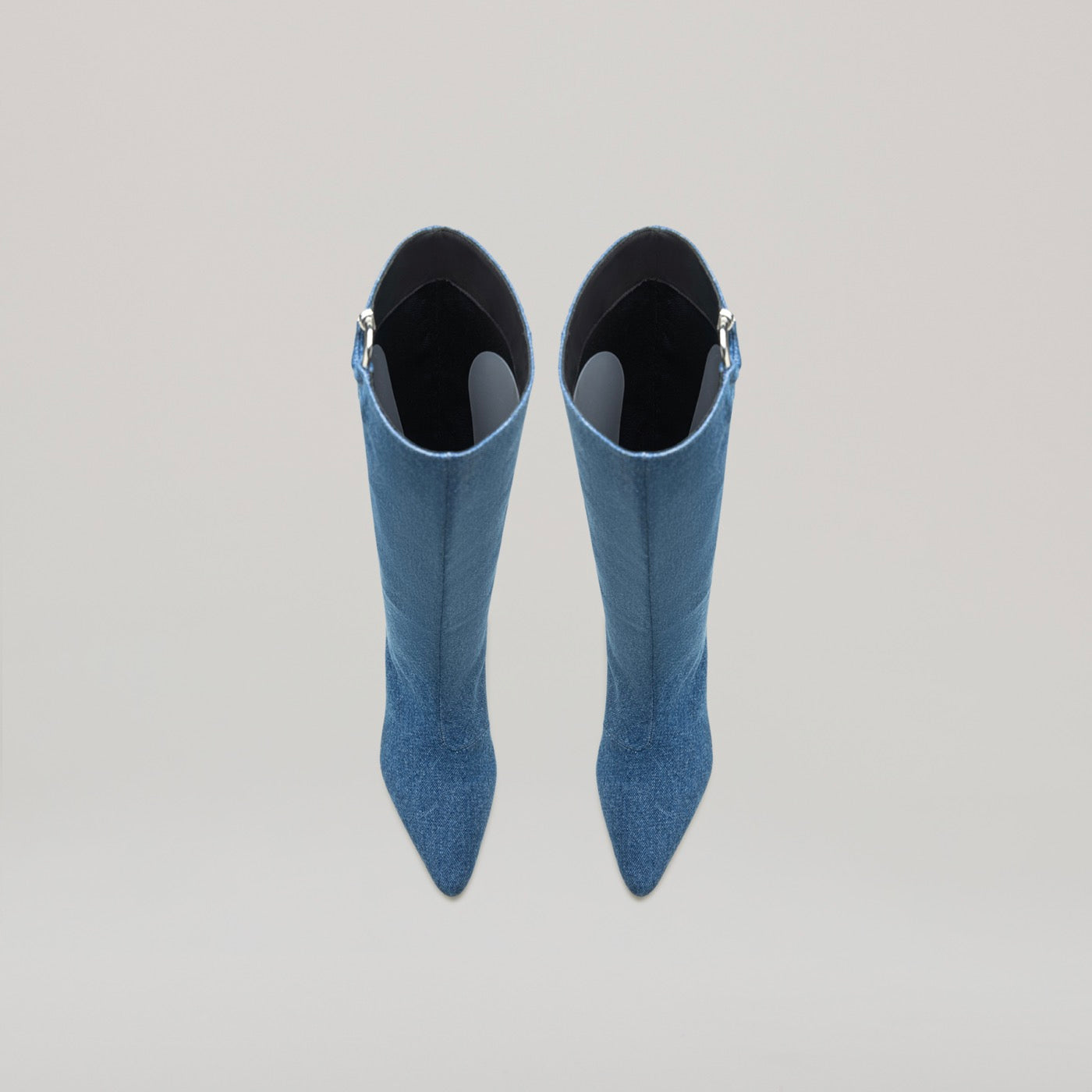 Bottines Kitten Heel Pierced Knee - Black/Denim