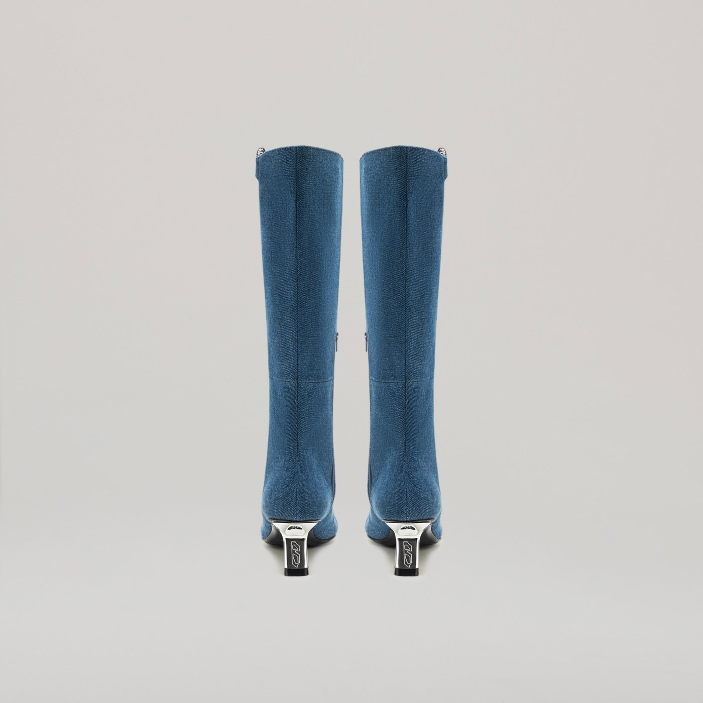 Bottines Kitten Heel Pierced Knee - Black/Denim