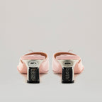 Mules Kitten Heel Metal Bow - Pink