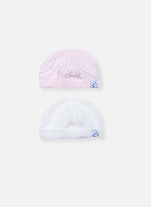 Lot De 2 Bonnets - Blanc/Rose