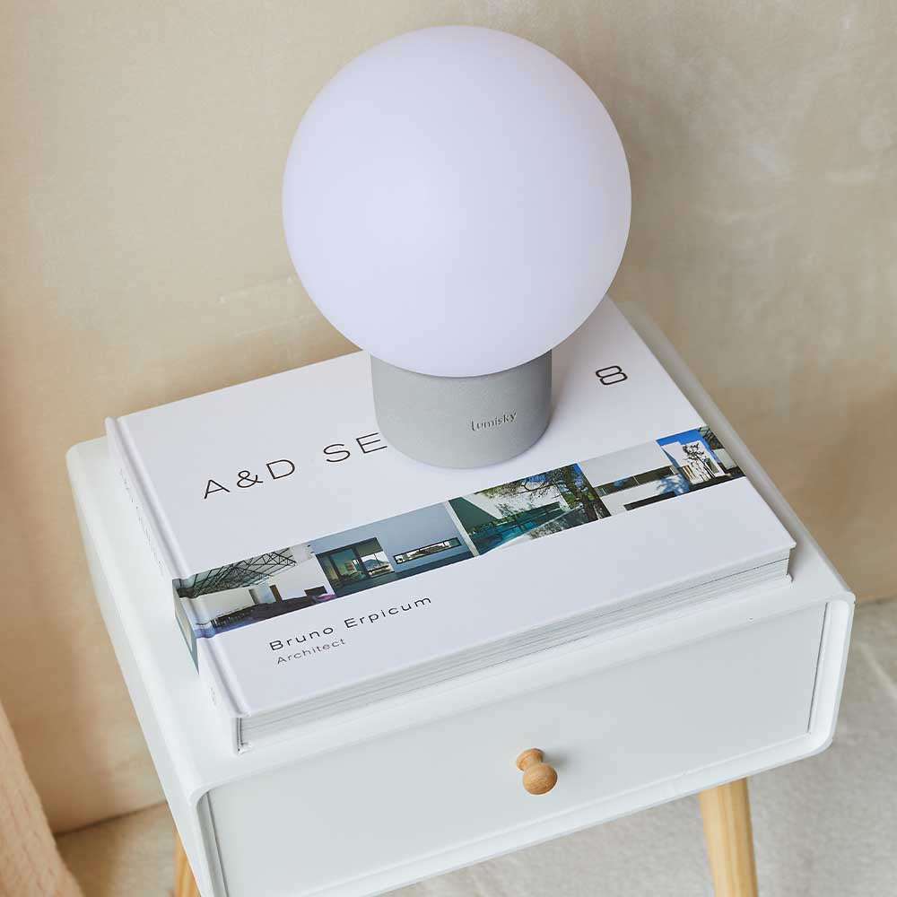Terra - Lampe De Table Sans Fil - Béton - Gris