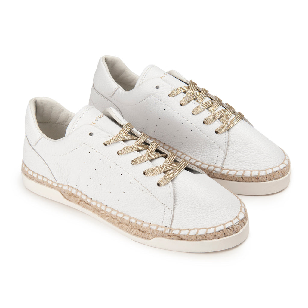 Canal Saint Martin - Baskets Espadrille Lancry - Full Blanc Lacet Doré - Femme