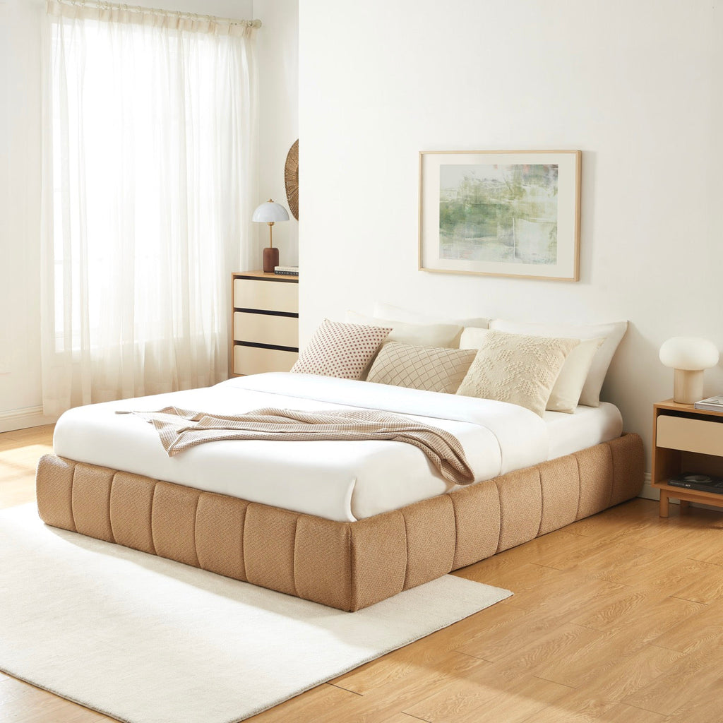 Lavinia - Lit Coffre - Tissu Chenille Caramel