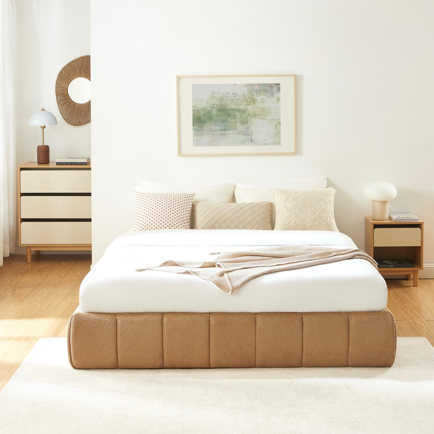Lavinia - Lit Coffre - Tissu Chenille Caramel