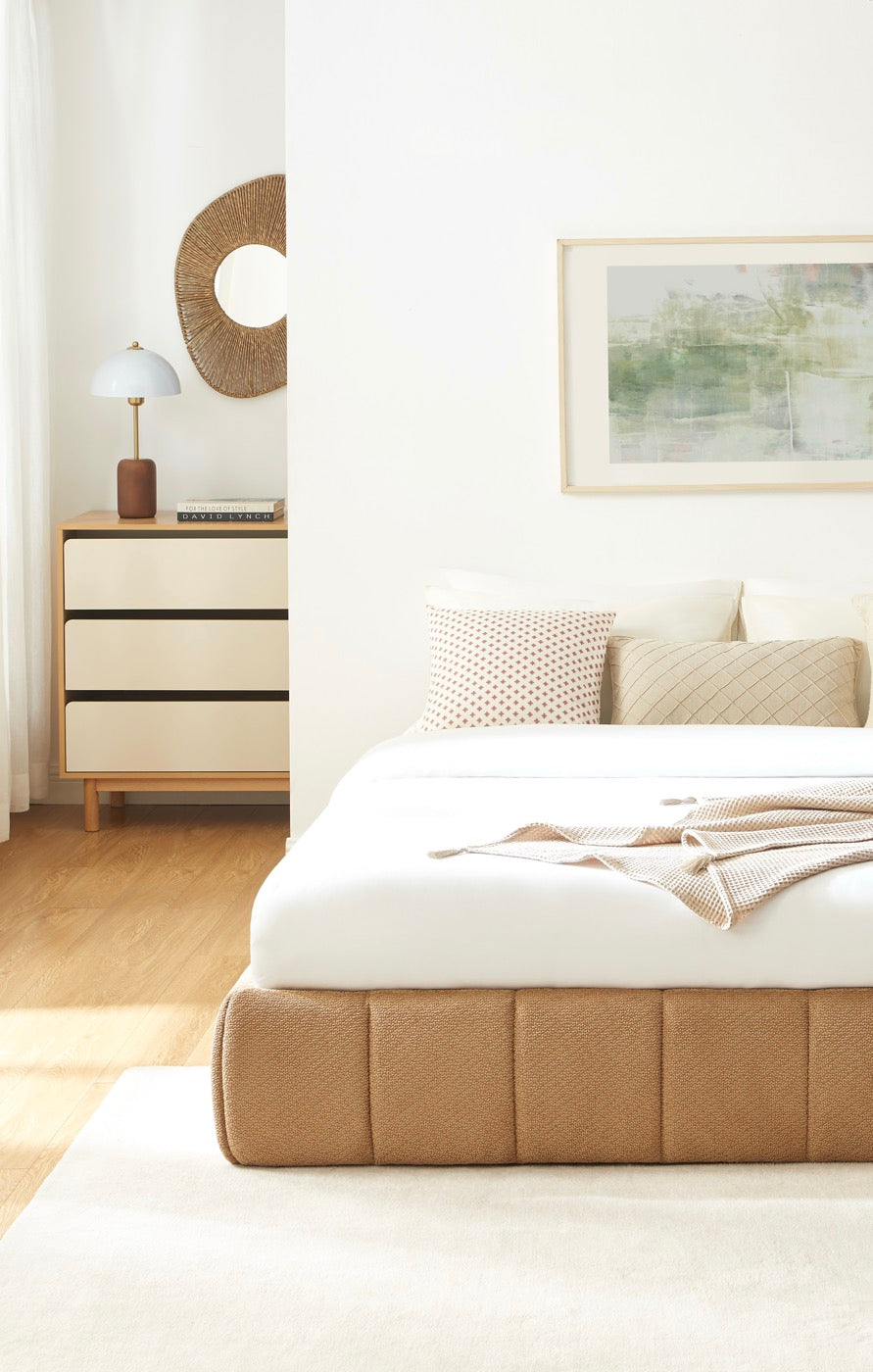 Lavinia - Lit Coffre - Tissu Chenille Caramel