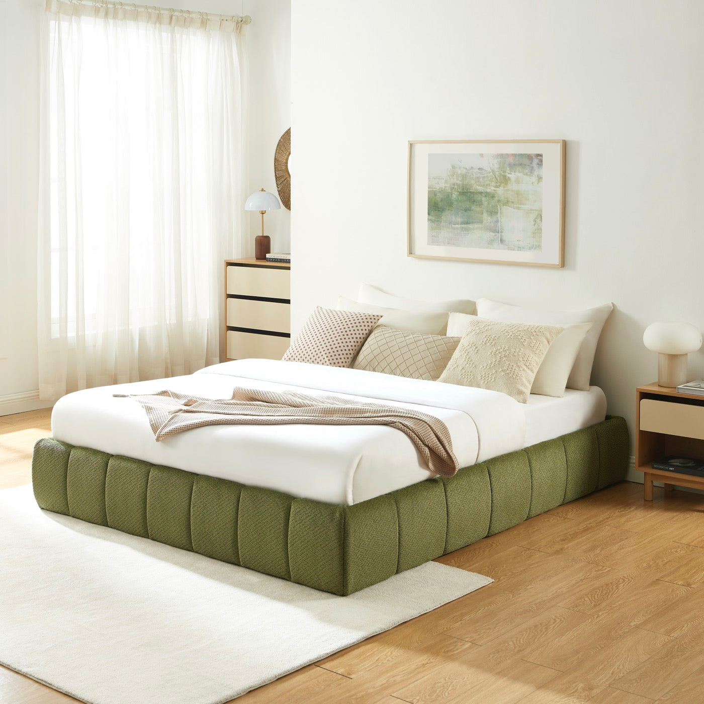 Lavinia - Lit Coffre - Tissu Chenille Vert
