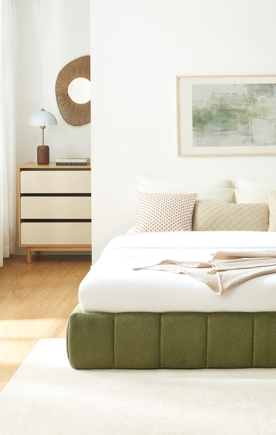 Lavinia - Lit Coffre - Tissu Chenille Vert