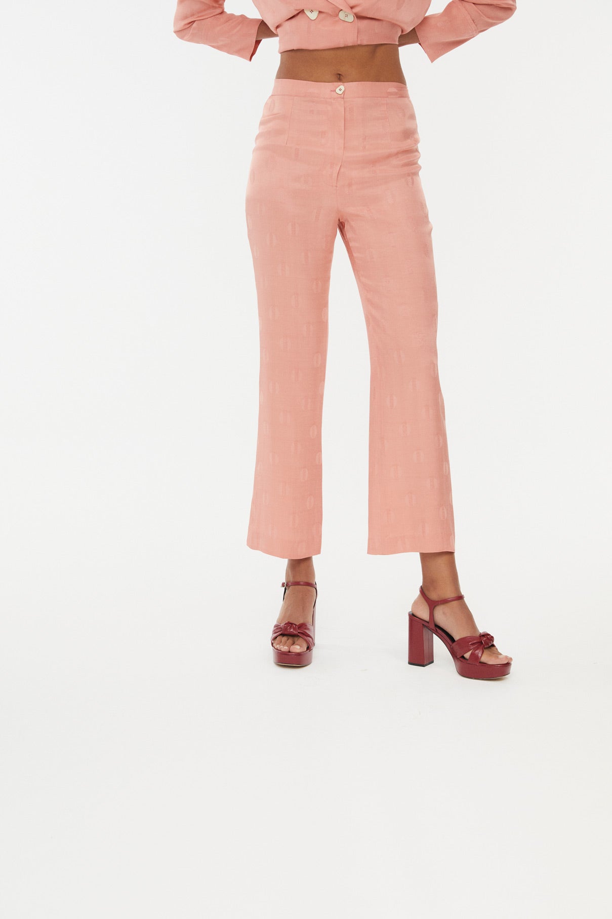Pantalon Sixties Crop Jacquard Café Rose