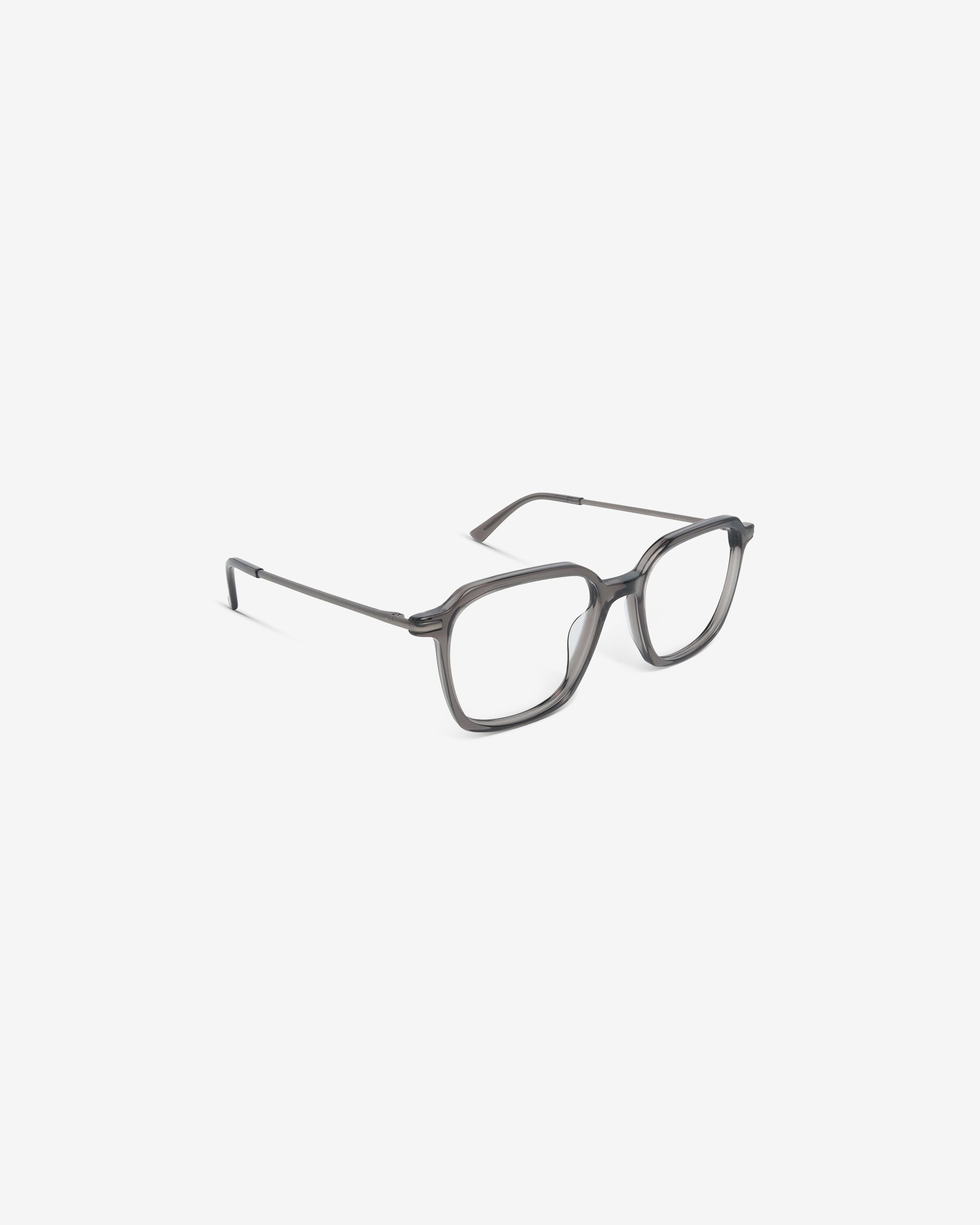 Lunettes de vue James Gris — monture rectangulaire acétate, vue de trois-quarts