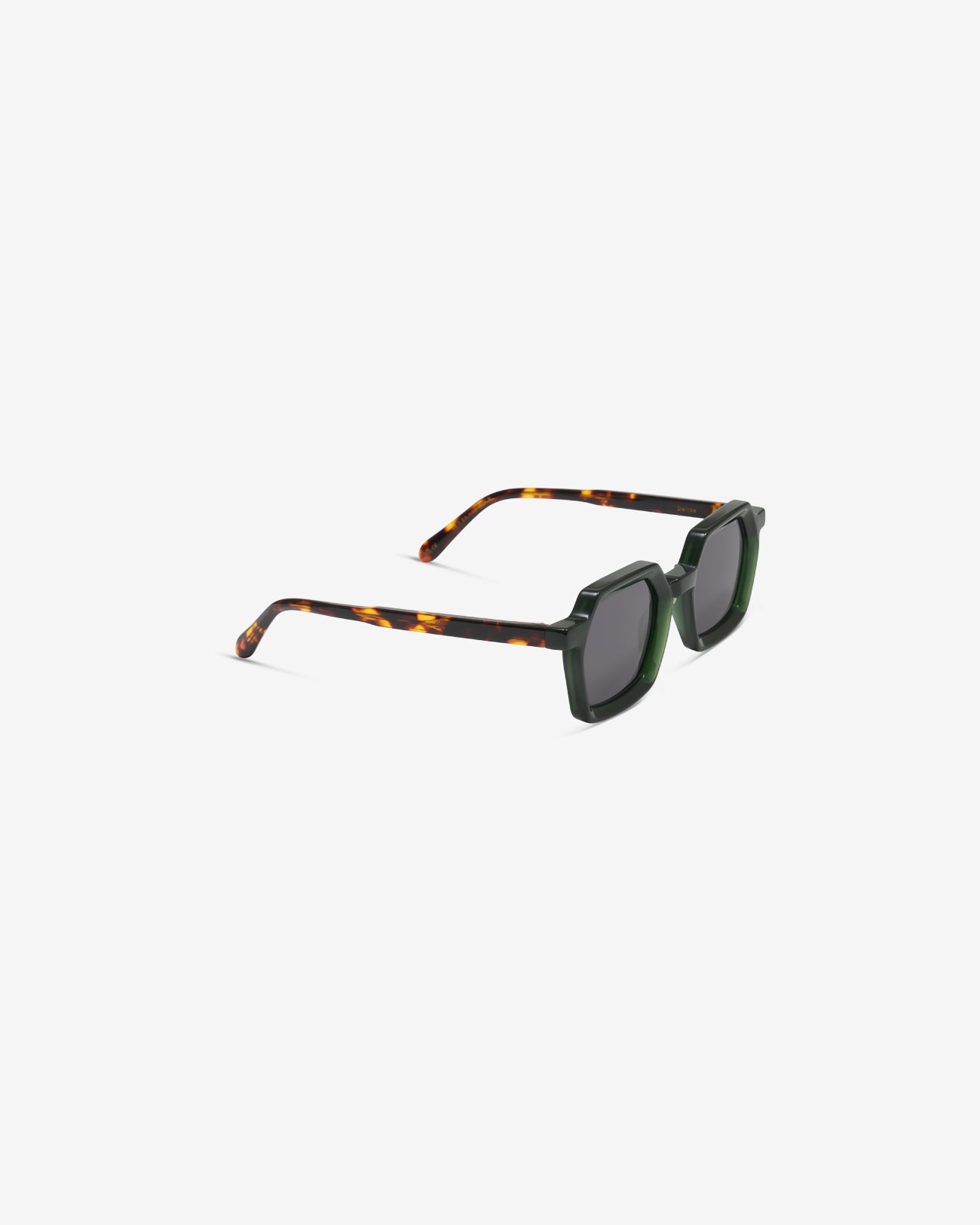 Lunettes de soleil Danica Olive — monture hexagonale acétate, vue de trois-quarts