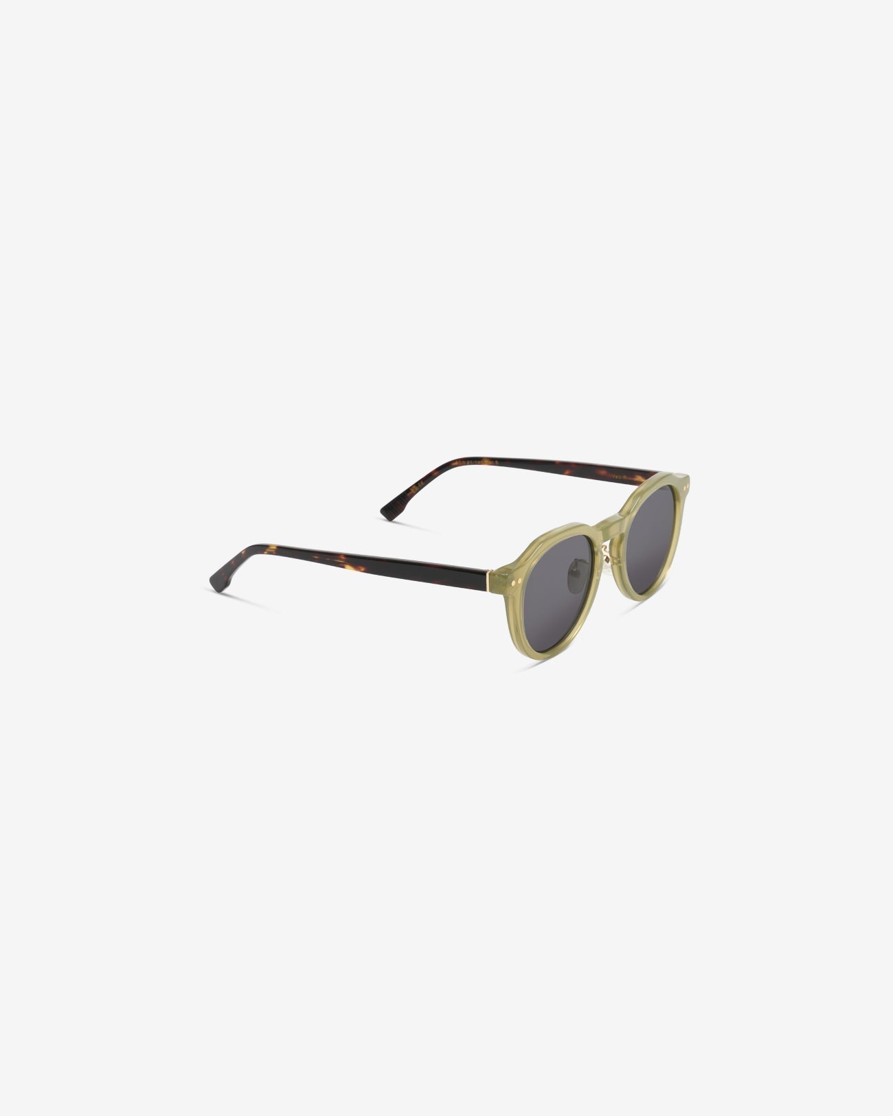 Lunettes de soleil Vadim Olive — monture ronde acétate, vue de trois-quarts