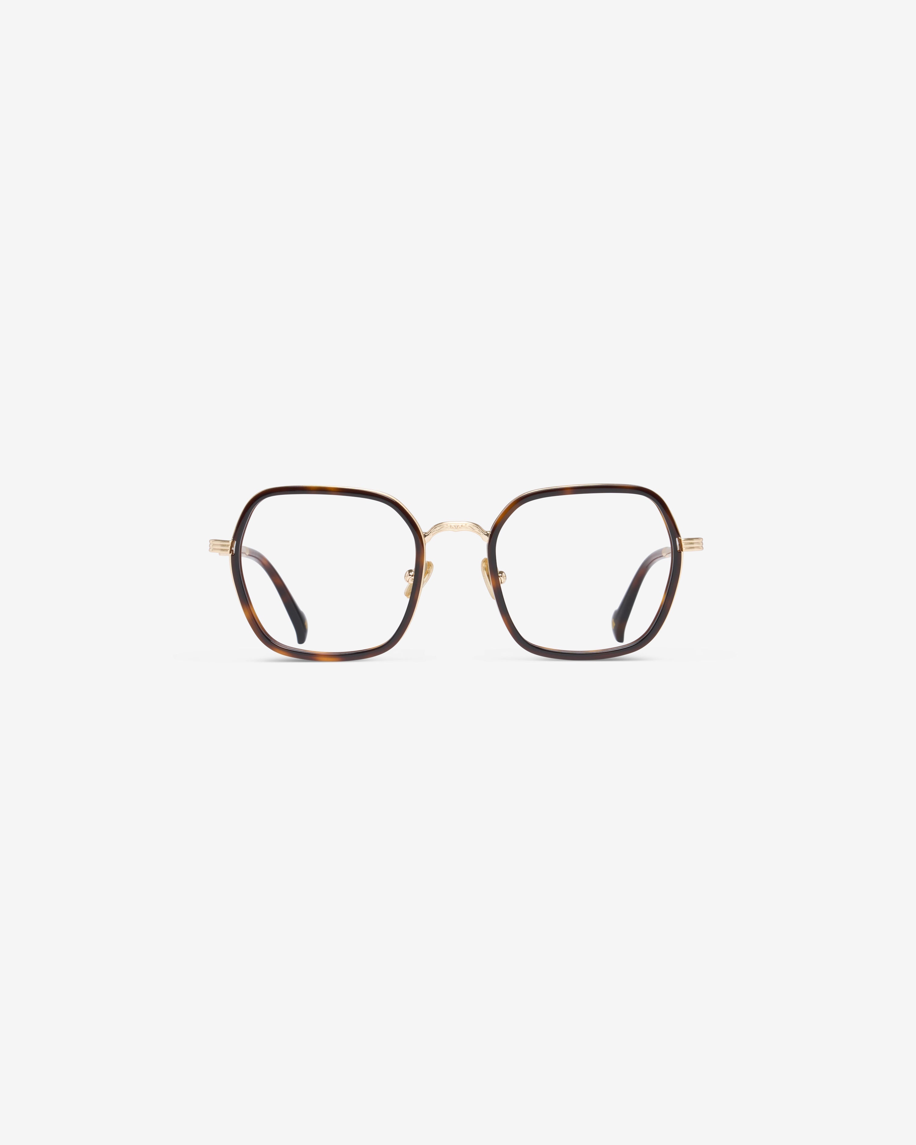 Lunettes de vue Vel Ecaille — monture hexagonale acétate-métal, vue de face