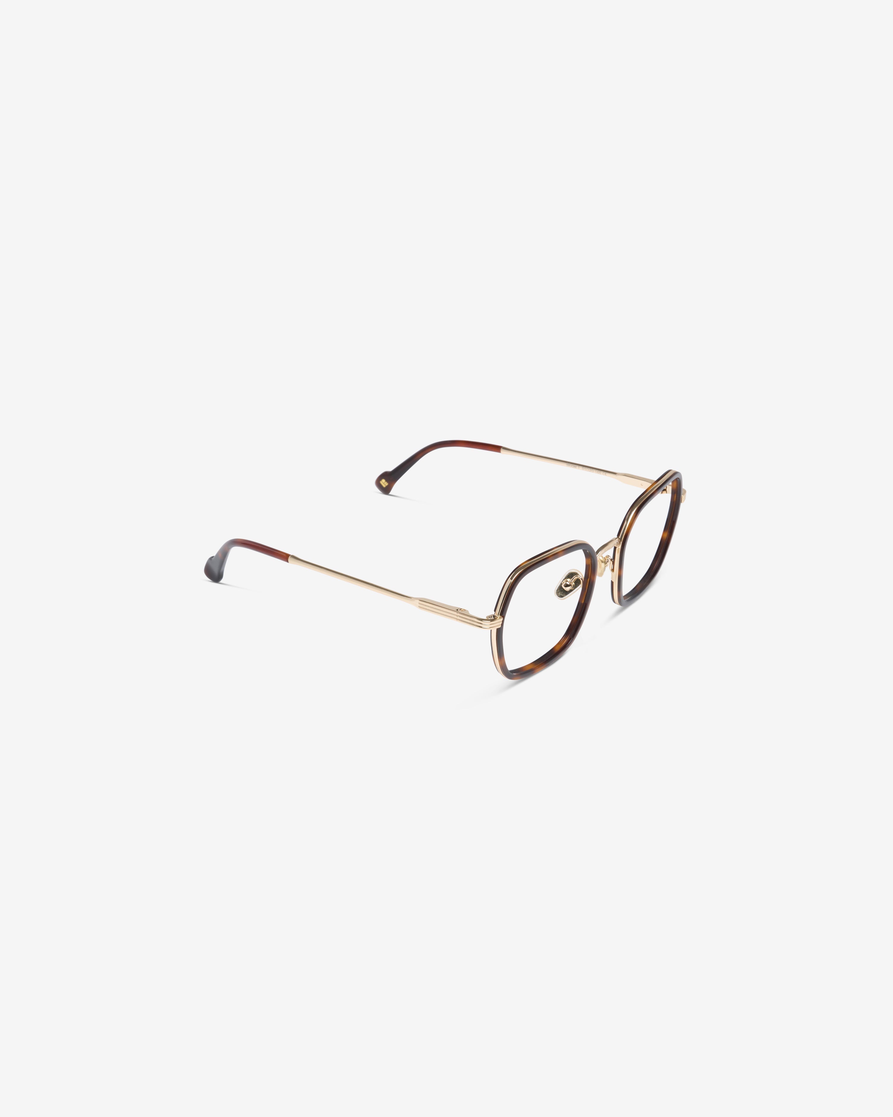 Lunettes de vue Vel Ecaille — monture hexagonale acétate-métal, vue de trois-quarts