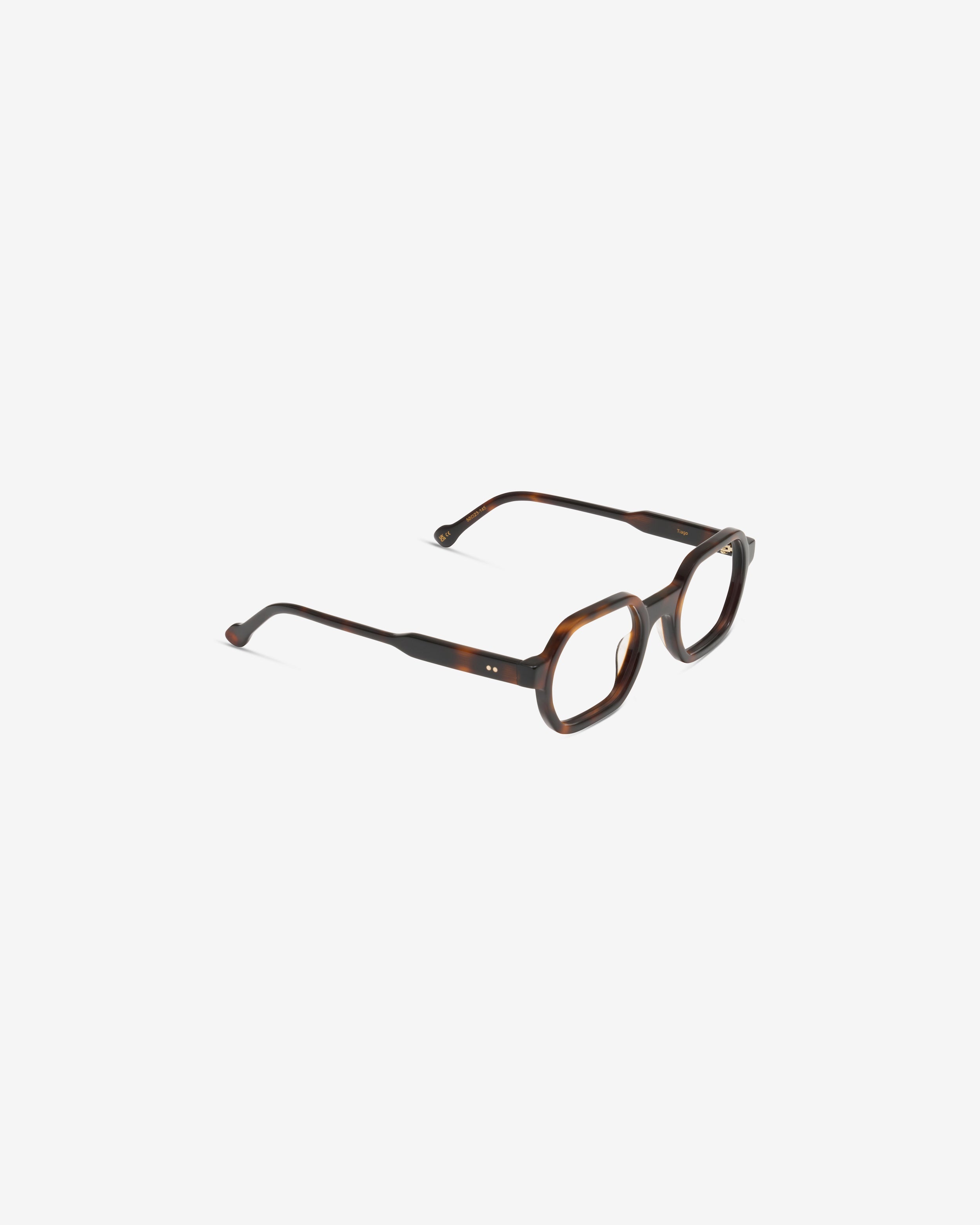 Lunettes de vue Tiago Ecaille — monture rectangulaire acétate, vue de trois-quarts
