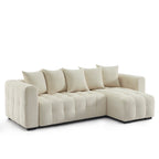 Levia - Canapé D'Angle Convertible Et Réversible 4 Places - Tissu Beige