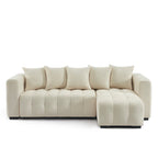 Levia - Canapé D'Angle Convertible Et Réversible 4 Places - Tissu Beige