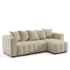 Levia - Canapé D'Angle Convertible Et Réversible 4 Places - Tissu Taupe