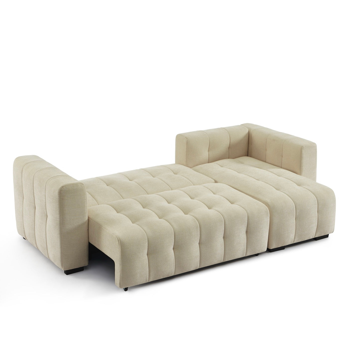 Levia - Canapé D'Angle Convertible Et Réversible 4 Places - Tissu Taupe