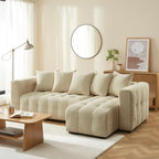 Levia - Canapé D'Angle Convertible Et Réversible 4 Places - Tissu Taupe