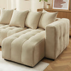 Levia - Canapé D'Angle Convertible Et Réversible 4 Places - Tissu Taupe