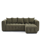 Levia - Canapé D'Angle Convertible Et Réversible 4 Places - Tissu Vert
