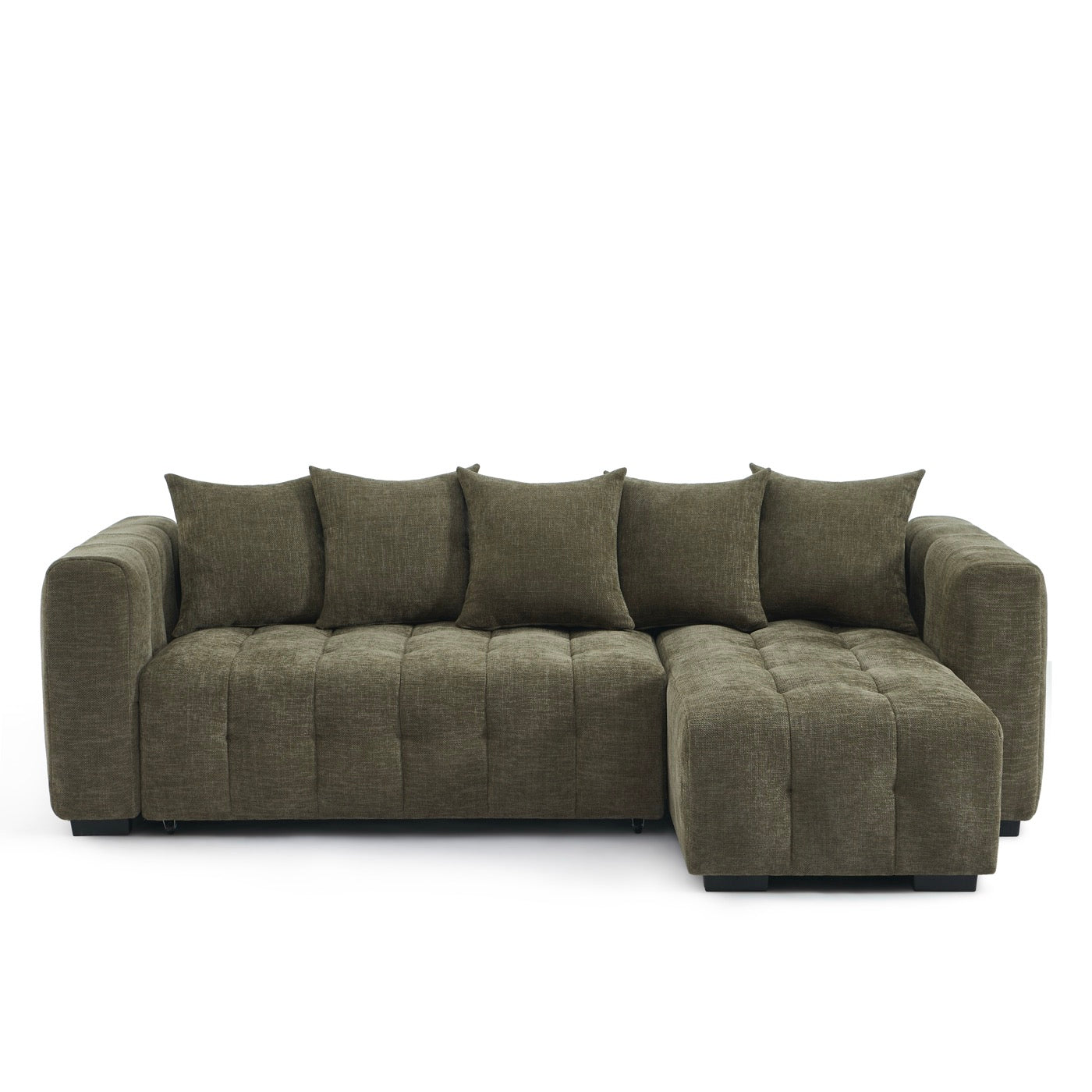Levia - Canapé D'Angle Convertible Et Réversible 4 Places - Tissu Vert
