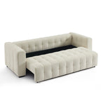 Levia - Canapé Droit Convertible 3 Places - Tissu Beige