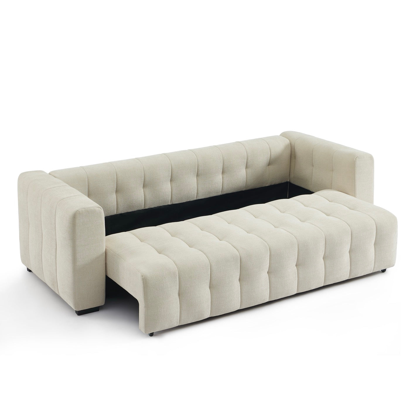 Levia - Canapé Droit Convertible 3 Places - Tissu Beige