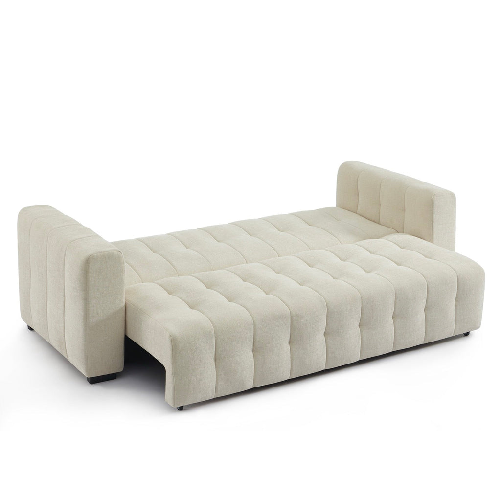 Levia - Canapé Droit Convertible 3 Places - Tissu Beige
