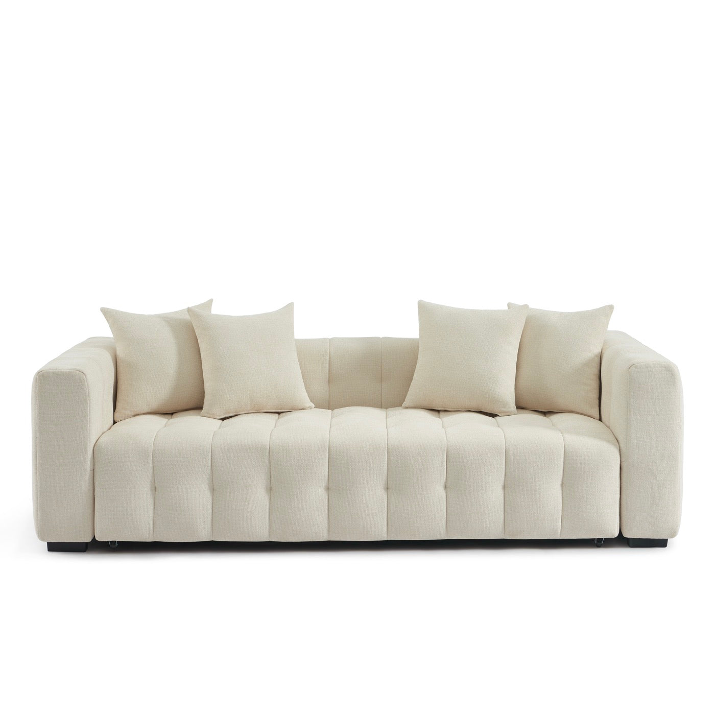 Levia - Canapé Droit Convertible 3 Places - Tissu Beige