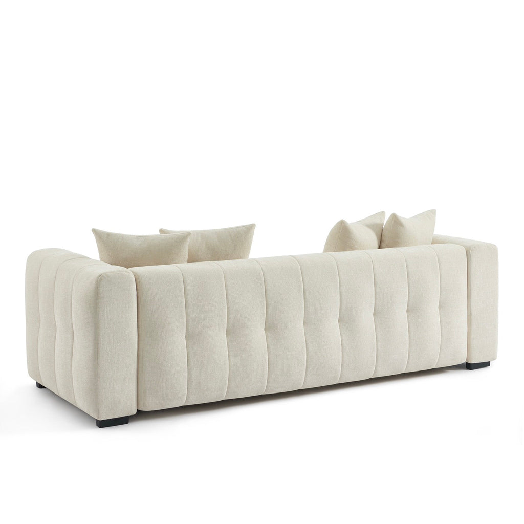 Levia - Canapé Droit Convertible 3 Places - Tissu Beige