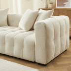 Levia - Canapé Droit Convertible 3 Places - Tissu Beige