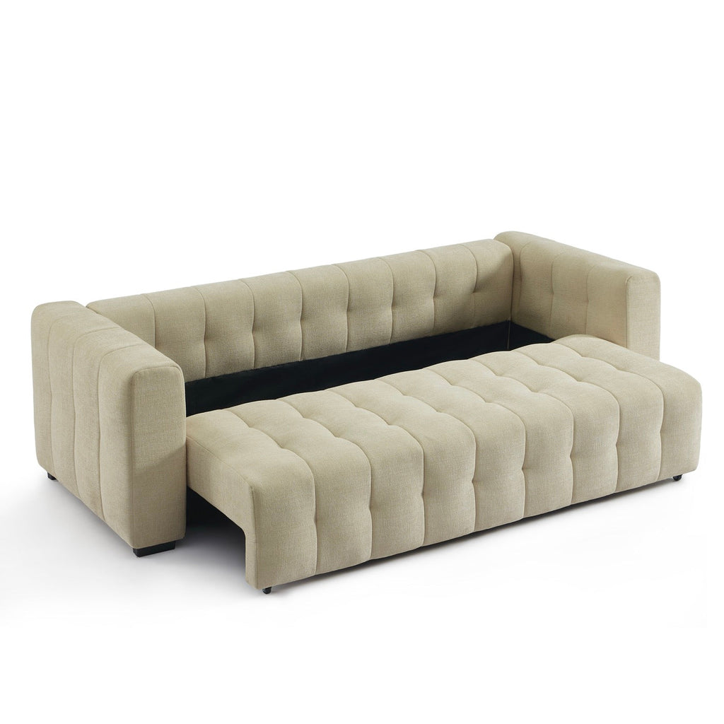 Levia - Canapé Droit Convertible 3 Places - Tissu Taupe