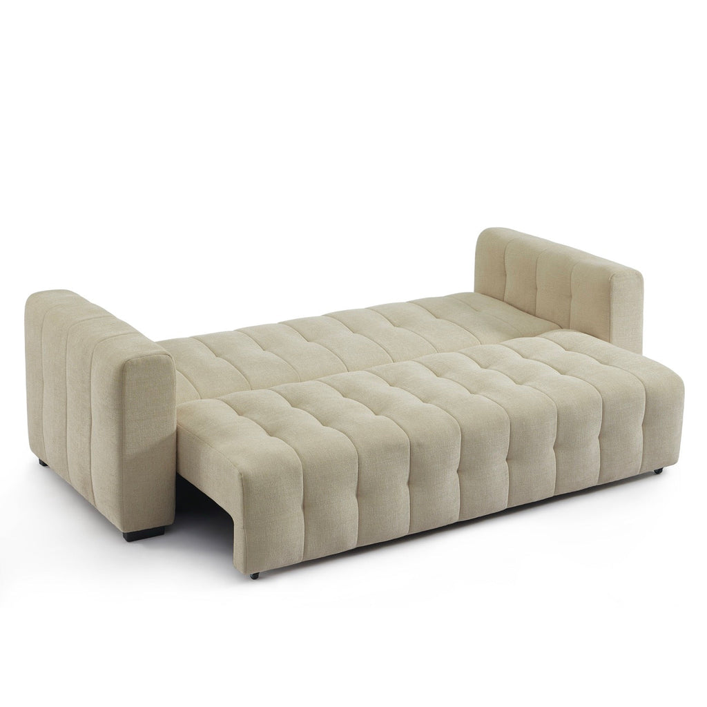 Levia - Canapé Droit Convertible 3 Places - Tissu Taupe