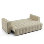 Levia - Canapé Droit Convertible 3 Places - Tissu Taupe