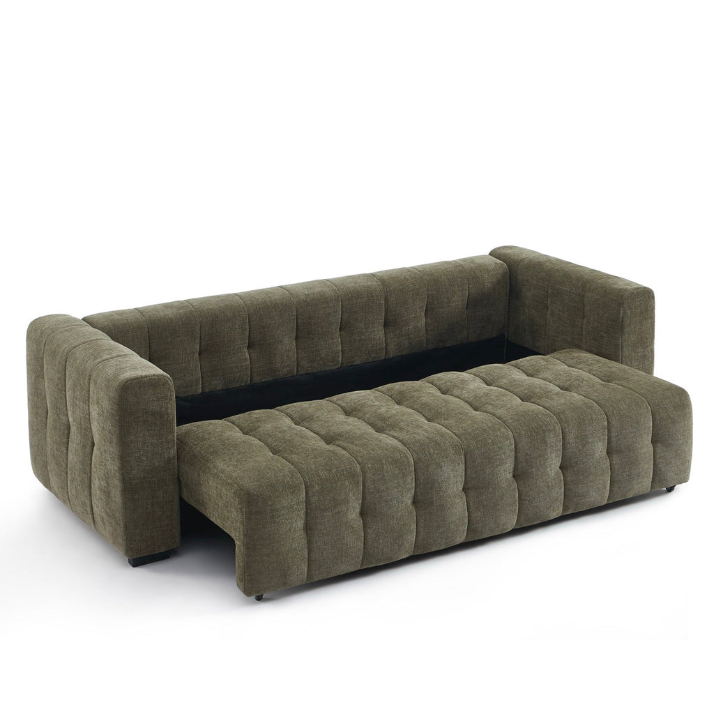 Levia - Canapé Droit Convertible 3 Places - Tissu Vert