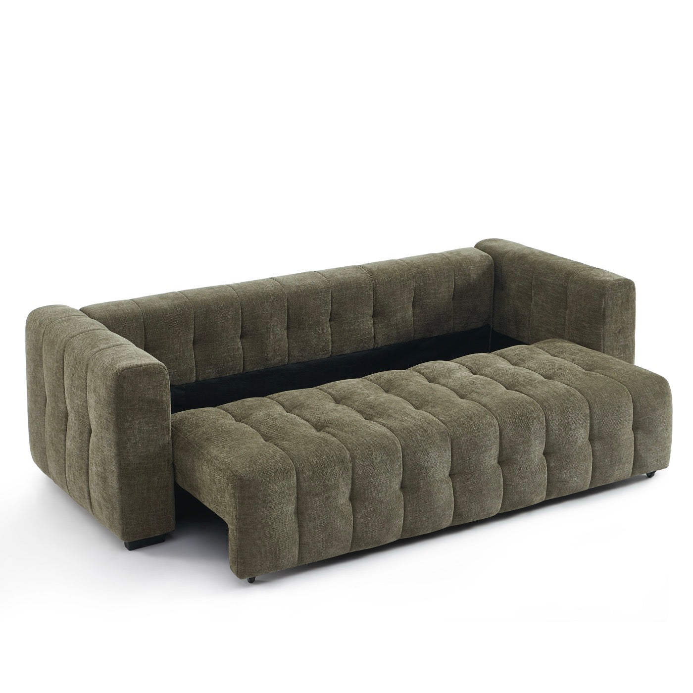 Levia - Canapé Droit Convertible 3 Places - Tissu Vert