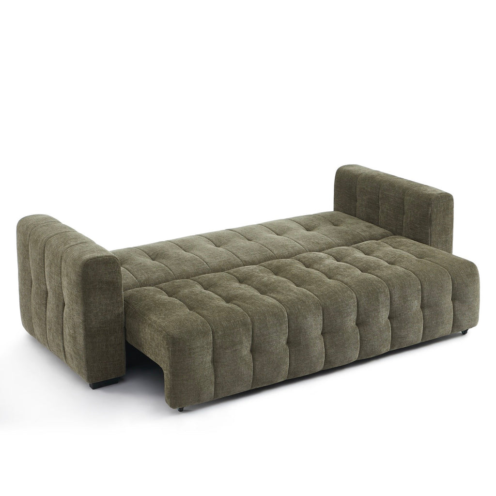 Levia - Canapé Droit Convertible 3 Places - Tissu Vert